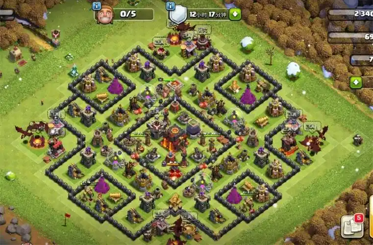 10本防三星综合性防御神阵,部落冲突阵型分享,10本防三星综合性防御神