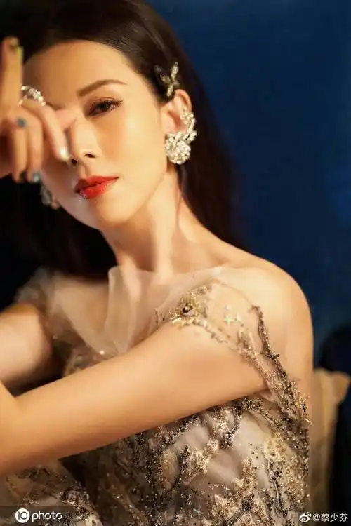 蔡少芬出席活动写真一袭华丽长裙芬外美丽
