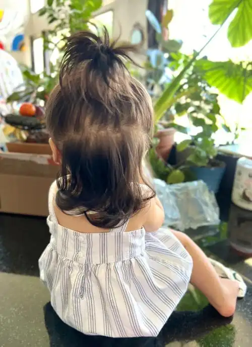 小宝宝有了小淑女的样子～～#宝宝发型  #九个月宝宝