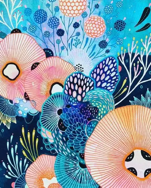 效果丰富多彩的肌理效果比如这几张彩色创意线描都明显优于其他同学