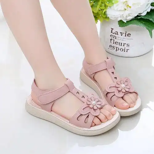 实心底女童凉鞋公主鞋小女孩凉鞋儿童鞋韩版小中大童学生软底凉鞋