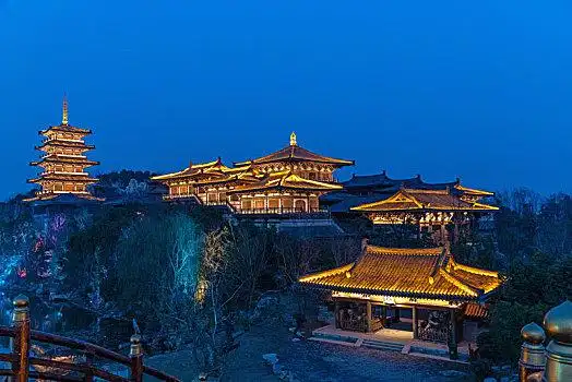 唐城影视基地古建筑夜景