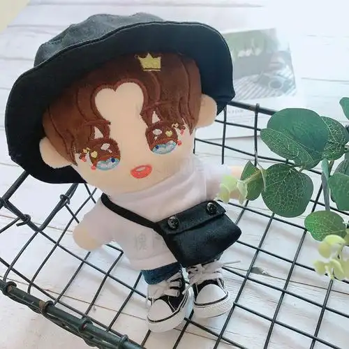 黄明昊娃娃公仔justin毛绒q版应援换装玩具人形周边玩偶 浅棕头发乖乖