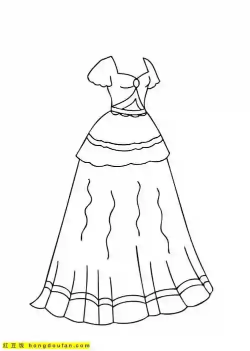 12张4到8岁女孩子们最喜欢的公主以及公主的长裙涂色简笔画