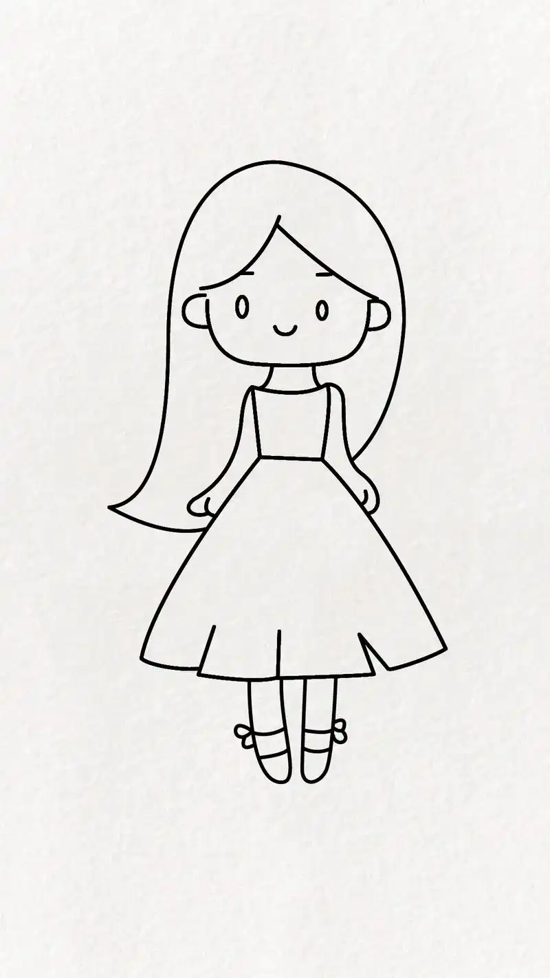 今天教大家简单几步画一个可爱的小姑娘