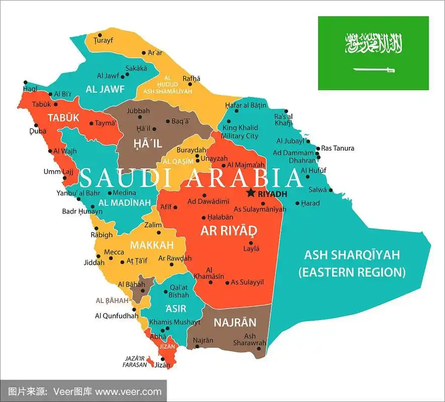 地图沙特阿拉伯-矢量