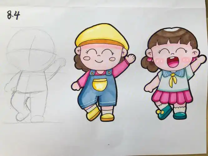 儿童画人物素材马克笔上色