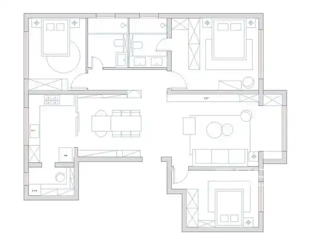 熙悦林语150平米平层意式极简风格装修设计案例