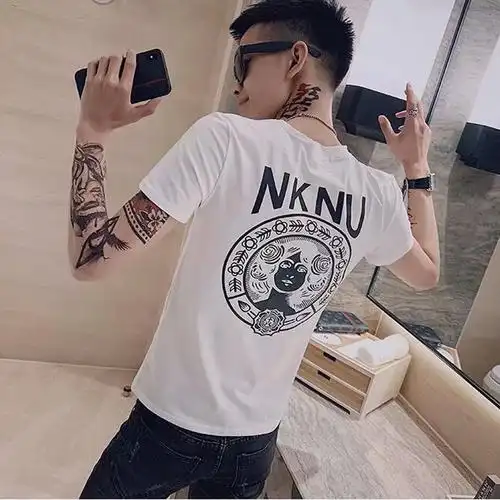 夏季潮男网红短袖t恤潮流百搭帅气抖音同款社会小伙上衣潮牌体恤