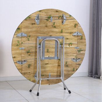 简易餐桌折叠桌麻将桌吃饭桌家用大圆桌 118厘米直径绿叶款 不锈钢腿