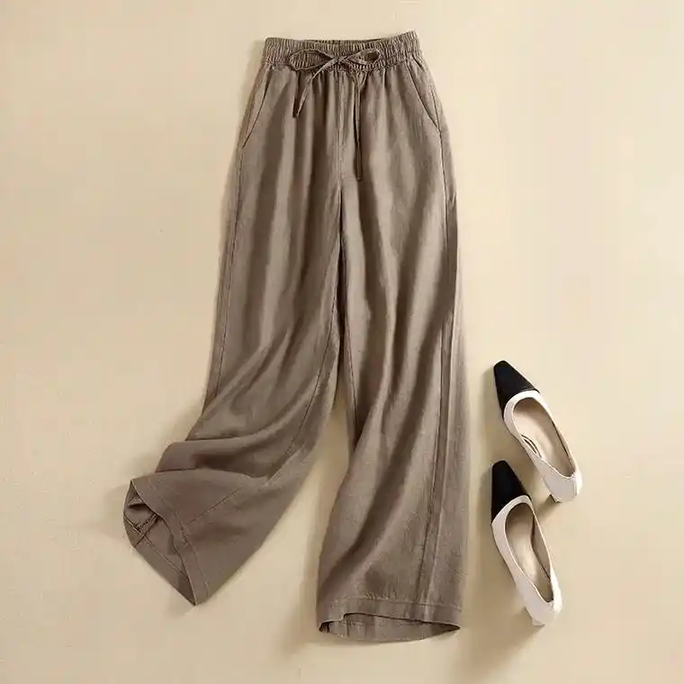 亚麻裤女夏季阔腿裤宽松大码棉麻直筒裤春秋.40 或将近40的 - 抖音