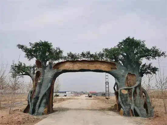 内蒙古乌海假树大门赤峰水泥仿真水泥景观树景区大门口