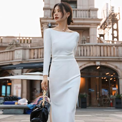 礼服正式场合平时可穿领证小白裙登记裙子白色连衣裙女高级感法式