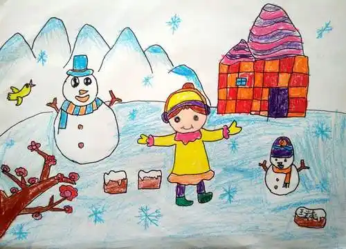 少儿书画作品-《冰天雪地》/儿童书画作品《冰天雪地》欣赏_中国少儿