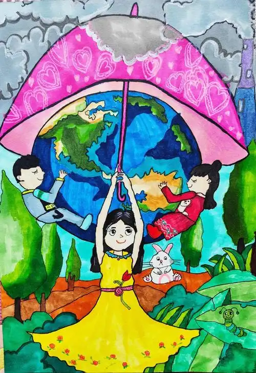 世界地球日丨童画地球第七届世界地球日儿童画公益大赛获奖作品选登