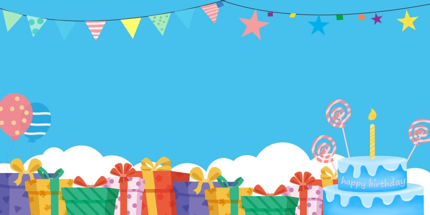 简约手绘卡通清新蓝色生日宴会背景