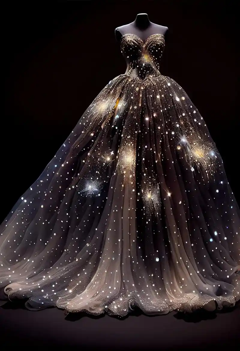 星夜如你|高定璀璨星空礼服设计.#创作灵感 #服装设计 #礼 - 抖音