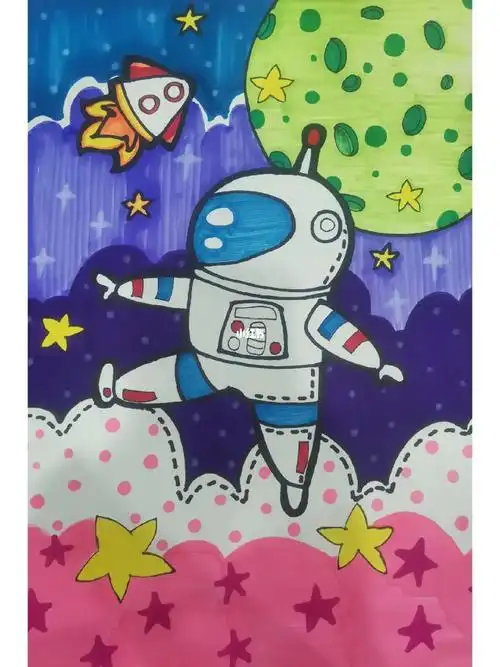 儿童画初级探索星球