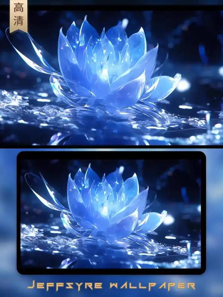 山下是一条宽宽的大河, 结了厚厚的冰, 冰河上开满了闪着蓝色火焰的