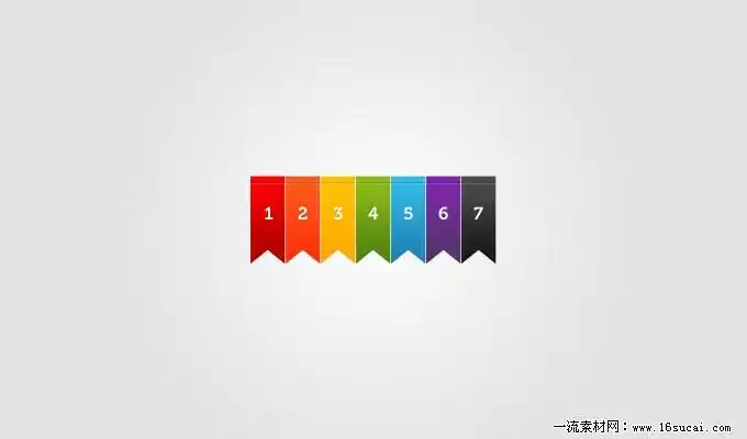 7种颜色的彩带psd分层素材 - 素材中国16素材网