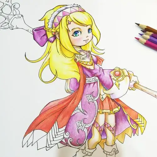 彩铅动漫人物简笔画简单的彩铅儿童画图片幼儿卡通简笔画图片大全