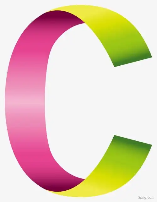 彩色折叠英文字母c