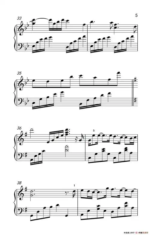 陪你走到底 - 钢琴谱 - 歌谱简谱大全