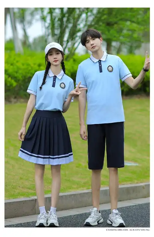 2599#实拍情侣装校服套装学生夏季纯棉短袖毕业照班服中学生 - 17网