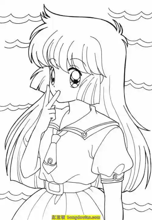 12张大眼睛的二次元美少女卡通涂色图片免费下载-红豆饭小学生简笔画