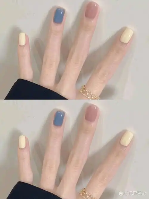 简约高级纯色跳色美甲谁能不爱