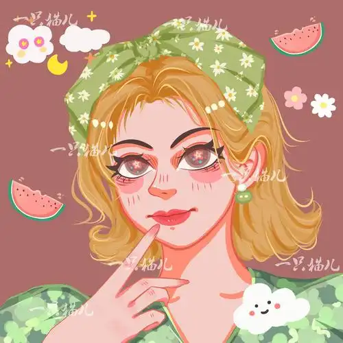 卡通少女头像手绘