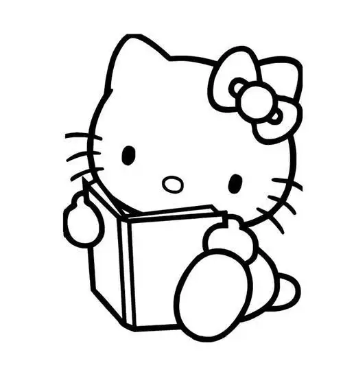 可爱凯蒂猫卡通简笔画图片大全6手拿气球的凯蒂猫简笔画作品欣赏kitty