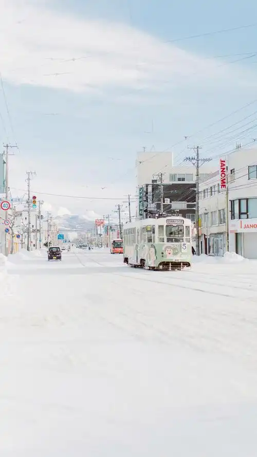 日本北海道雪景唯美高清手机壁纸图片