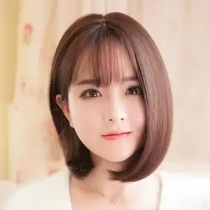 假发女空气刘海中分网红抖音齐肩短发全头套圆脸大脸波波头短直发
