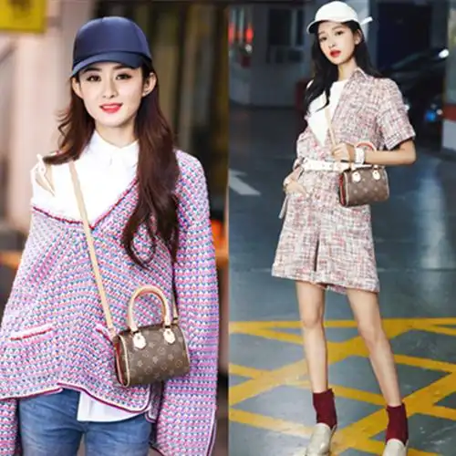 香港赵丽颖明星同款老花女包潮牌欧美斜挎枕头包迷你单肩包手提包