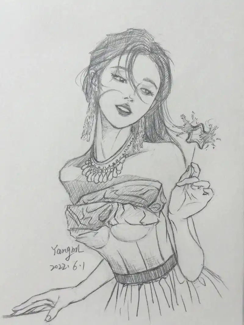 每日一画 #手绘 #画  #鞠婧祎 - 抖音