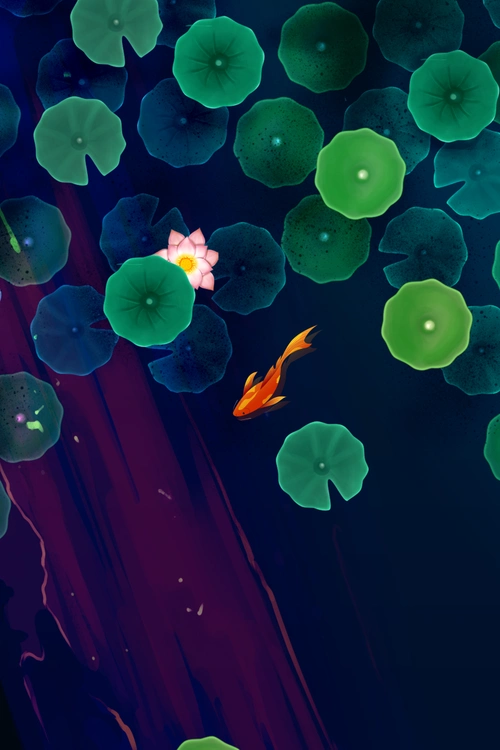 手绘夏日荷塘背景图