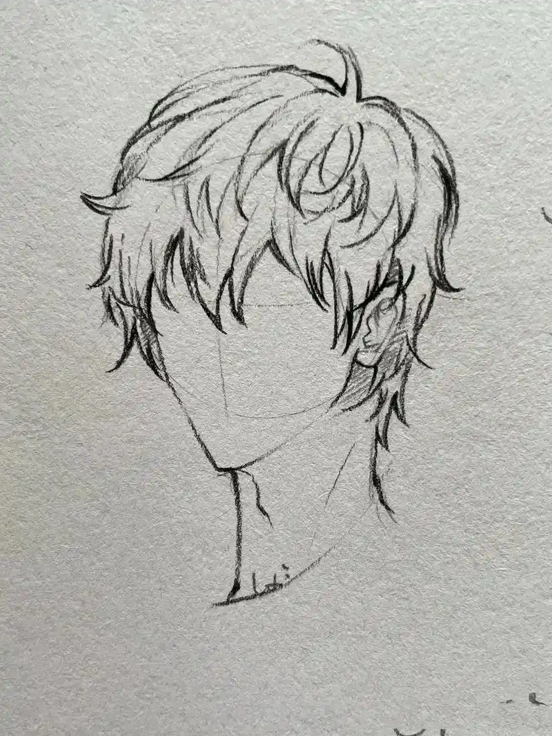 手绘动漫发型.四种男生漫画发型 工具:铅笔 炭笔 素描纸 # - 抖音