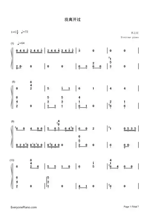 没离开过-林志炫双手简谱预览1
