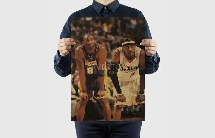 【h1150】科比和艾佛森/只要心够决/篮球励志牛皮纸海报51.5x36cm