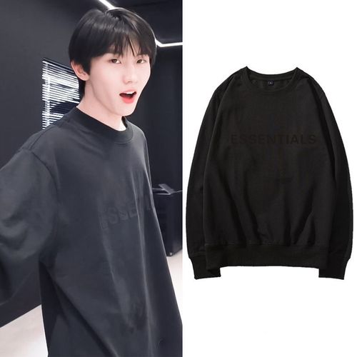 马嘉祺同款黑色字母简约卫衣时代少年团男女宽松情侣圆领长袖上衣