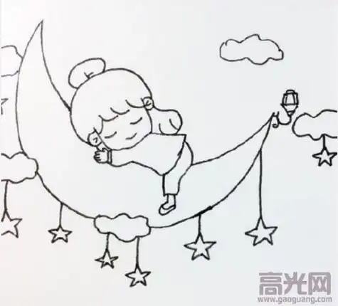 被困在笼子里的小女孩简笔画