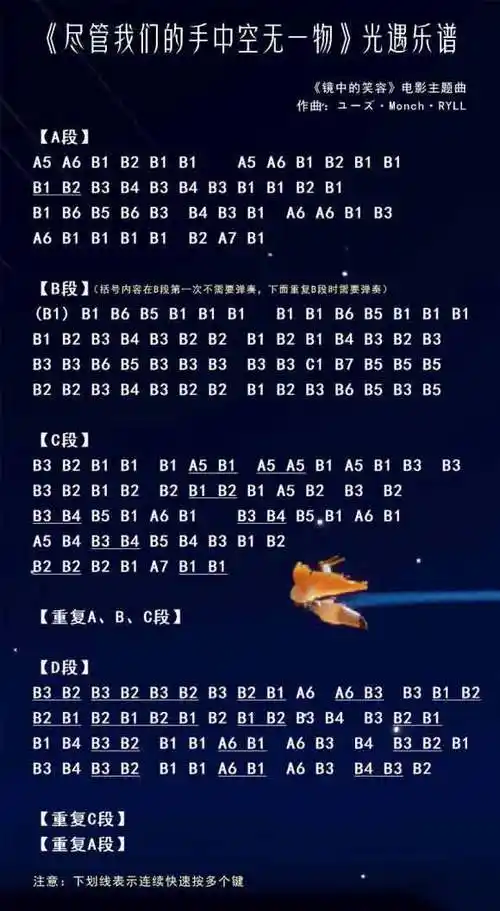 光遇尽管我们的手中空无一物乐谱分享-尽管我们的手