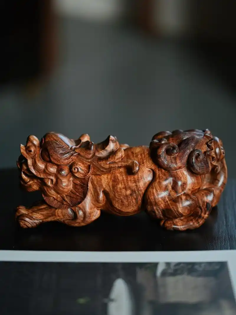 纹理秀美,古雅温润,貔貅饱满招财,古朴霸气 黄花梨|貔貅 料质莹润
