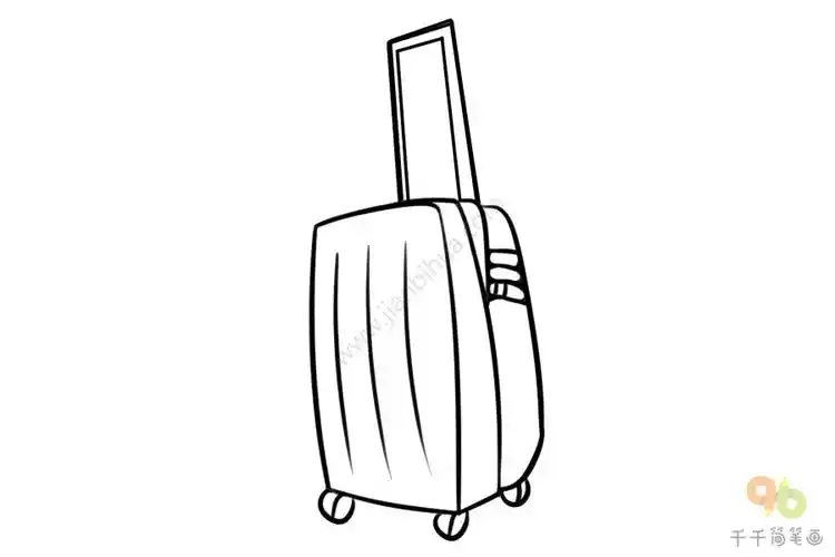 粉红少女拉杆箱简笔画