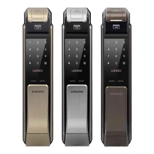 指纹锁电子锁密码锁家用防盗门智能门锁三星门锁感应锁shsp718香槟金