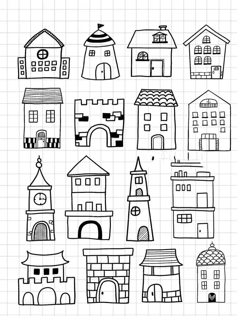 简笔画|卡通小房子绘画建筑手绘创意 多画哦
