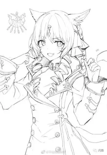 猫女动漫人物线稿