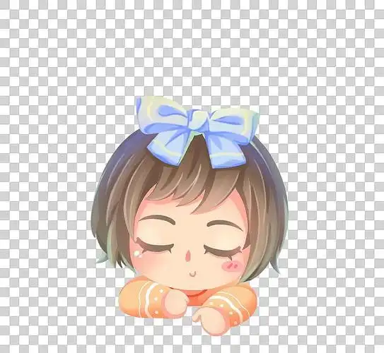 趴着睡觉的可爱小女孩,卡通人物免扣素材图片下载