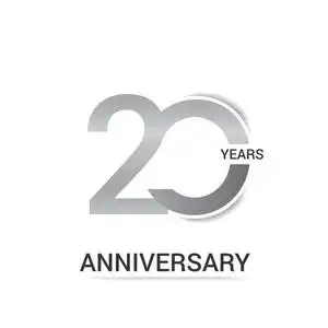 20周年纪念以低聚设计, 上色以几何样式, 媒介例证照片